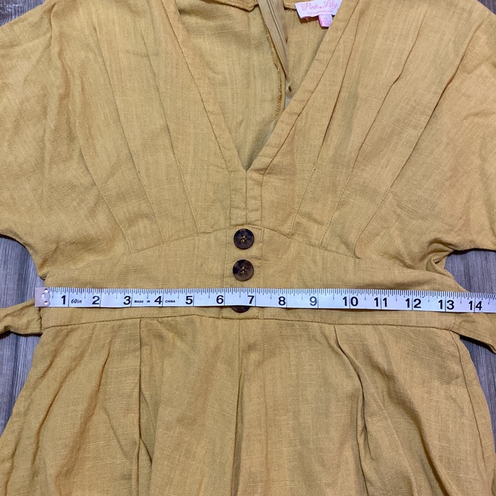 Pink Lily Mustard Yellow Romper - Picture 7 of 7